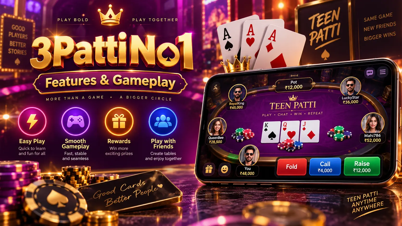 3PattiNo1 Features and Gameplay